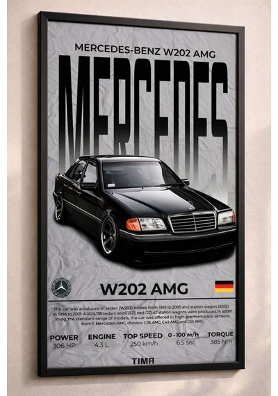 Mercedes-benz W202 Amg Duvar Posteri , Çerçevesiz Poster