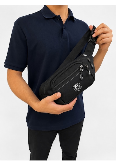 Seventeen Unisex Çok Bölmeli Ayarlanabilir Bel Ve Omuz Çantası Siyah-gri