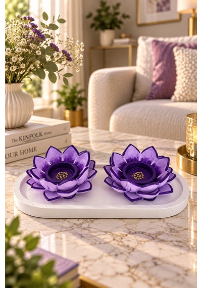 Lotus Harmonisi 2limumluk Tabaklı Set Mor
