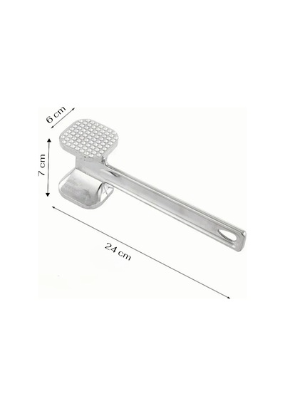 Çift Taraflı Biftek Et Döveceği Tırtıklı Ve Düz Çekiç Tipi 24 Cm Alüminyum Metal