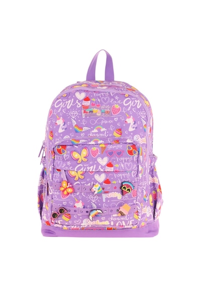 Kaukko Kids Dört Bölmeli Kız Çocuk Silikon Aksesuarlı Mor İlkokul Çantası Mor