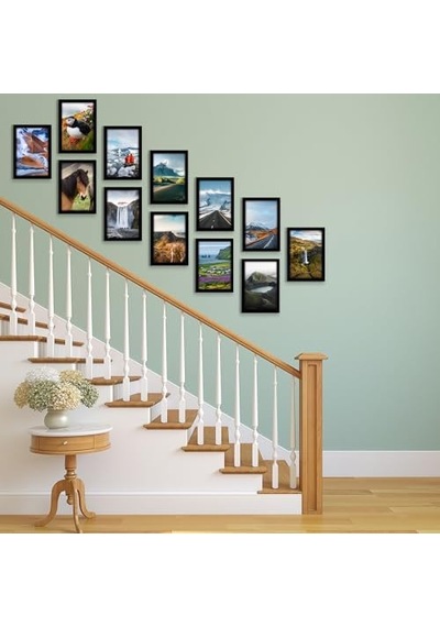 8x12 Picture Frame With Polished Plexiglass - Set Of 12 - Signature Collection - Picture Frames With Engineered Wood - Photo Frame For Tabletop And Wall Display - Black