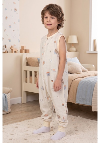 Babymod Müslin 0-5 Tog Kolsuz Kız Erkek Çocuk Uyku Tulumu Sarı