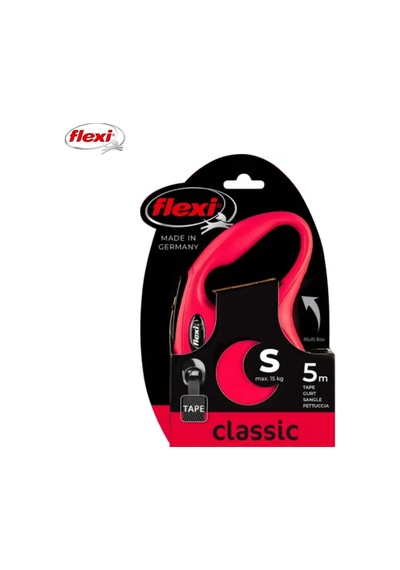 Flexi New Classic Otomatik Şeritli Köpek Gezdirme Kayışı 5mt S Kırmızı