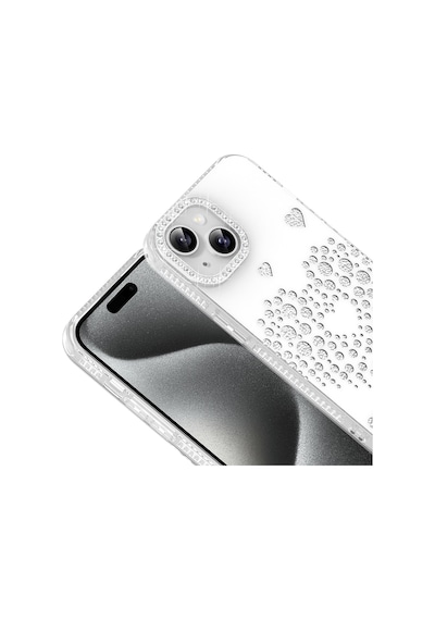 Apple iPhone Uyumlu 14 Kılıf Damla Taşlı Zore Rivas Sert Pc Kapak - Beyaz