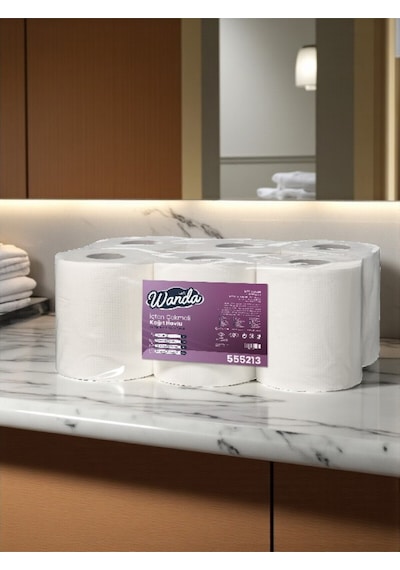 İçten Çekmeli Kağıt Havlu 6'lı 2,5 Kg - 2 Katlı, 21cm Yaprak Eni - 23gr Dolgu