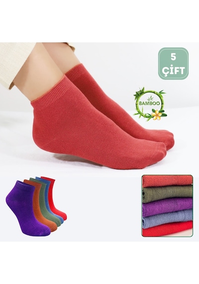 Kral Socks Kadın Kaliteli Bambu Patik 5'li Dikişsiz Görünmez Parfümlü Çorap Asorti 5