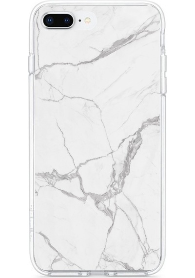 Apple Uyumlu iPhone 7 Plus Ve 8 Plus Gri Mermer Baskılı Silikon Kılıf Renkli