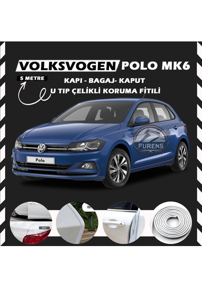 Volksvogen Polo Mk6 Oto Araç Kapı Koruma Fitili 5metre Parlak Beyaz Renk