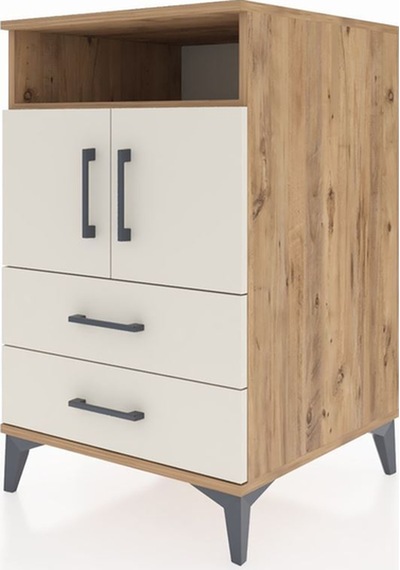 Kronos Komodin 2 Raflı 2 Çekmeceli 2 Kapaklı 60x59x96 Çam-aytaşı Atlas Çam