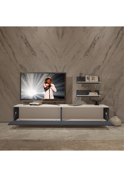 Decoraktiv Eko 4 Mdf Std Gold Tv Ünitesi Tv Sehpası Beyaz - Antrasit