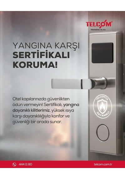 Yangına Dayanıklı Kartlı Otel Kapı Kilidi Otel Oda Kilidi Telcom- Pios 1 Adet