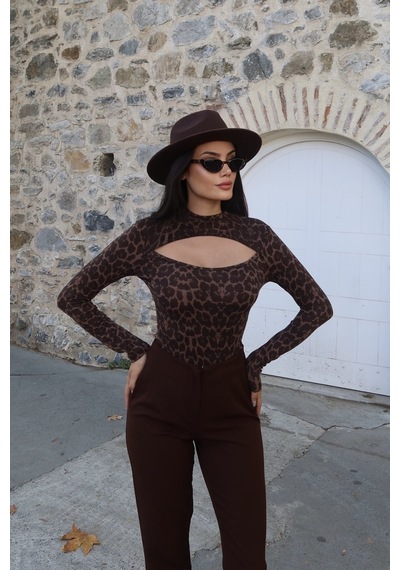 Kechi Woman Leopar Desenli Pencereli Bluz Leopar