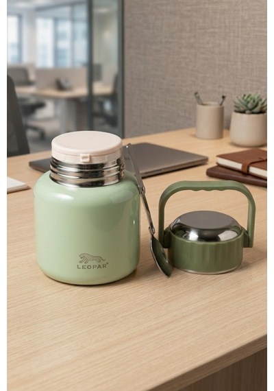 Cooker Leopar 900 Ml Kaşıklı Yemek Termosu Yk1517 Yeşil