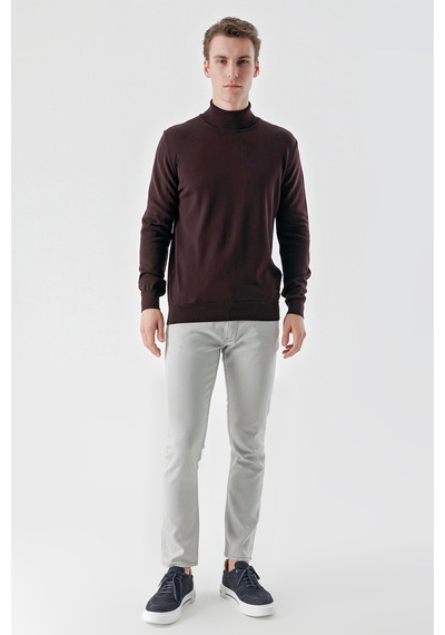 Morven Erkek Mor Basic Balıkçı Yaka Dynamic Fit Rahat Kesim Triko 25kc017003309 Mor