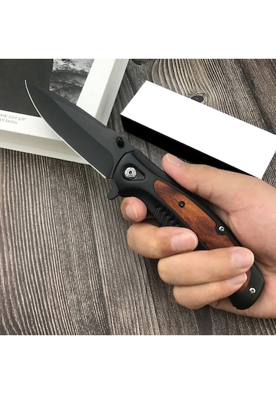 Sog Kişiye Özel Serisi Ahşap Saplı Kamp Outdoor Çakı Bıçak Siyah