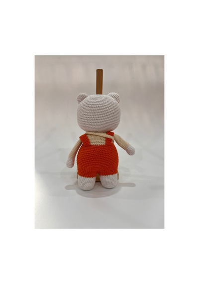 El Yapımı Amigurumi Kedi Örgü Oyuncak Bebek Tığ İşi 24 Cm Sevimli Hediye Turuncu