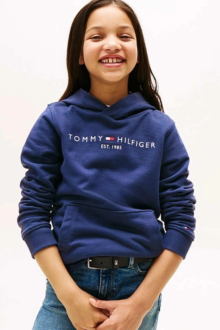 Tommy Hilfiger Unisex Çocuk Th Essential Hoodie Kapüşonlu Sweatshirt - Lacivert-10983 Twilight Navy