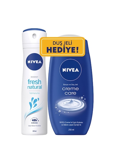 Fresh Natural Kadın Deodorant Sprey 150 Ml + Creme Care Kadın Duş Jeli 250 Ml