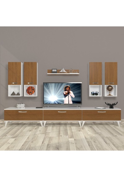 Decoraktiv Eko 8da Slm Retro Tv Ünitesi Tv Sehpası Beyaz - Ceviz