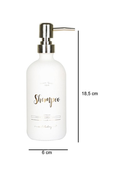 Beyaz Cam Şampuan Şişesi - 500 Ml Shampoo Beyaz Beyaz