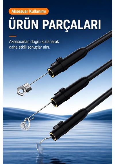 Ayrex 20 Metre Tek Kameralı Endoskop Kamera 1080p Hd Led Aydınlatmalı Sert Kablolu Yeni