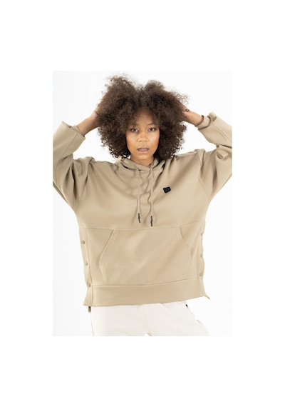 Maraton Sportswear Comfort Kadın Kapşonlu Uzun Kol Basic Açık Vizon Sweatshirt 21915-açık Vizon Açık Vizon