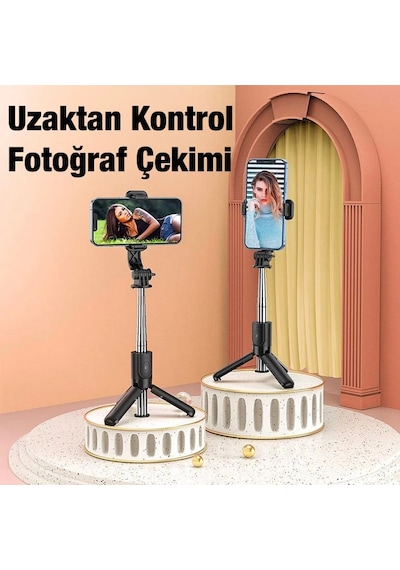 Hoco K17 Bluetooth Uzaktan Kontrol Selfie Çubuğu Tripod Mini Canlı Yayın Standı- 5775