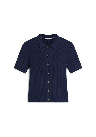 Rayon Rıb Slım Polo Ss Swt Kadın Mavi Bluz - Ww0ww48482 Mavi