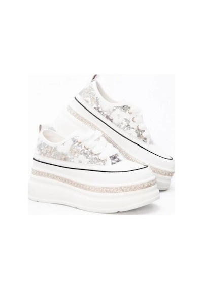 Guja 25y423-6 Gizli Dolgu Pulpayetli Kadın Sneaker Ayakkabı Gri