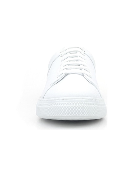 Beyaz Hakiki Deri Kadın Bağcıklı Sneaker Ayakkabı Beyaz