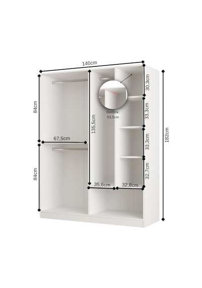 Aeka Ae-1077 Terra 4 Kapaklı 2 Çekmeceli 3 Askılıklı Raflı 140x182x53 Cm Gardırop Antrasit Aeka Ae-1077 Terra 4 Kapaklı 2 Çekmeceli 3 Askılıklı Raflı 140x182x53 Cm Gardırop Antrasit