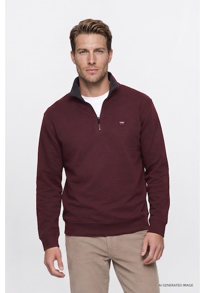 Wrangler Pamuklu Selanik Regular Fit Fermuarlı Erkek Sweatshirt W2620081800 Bordo