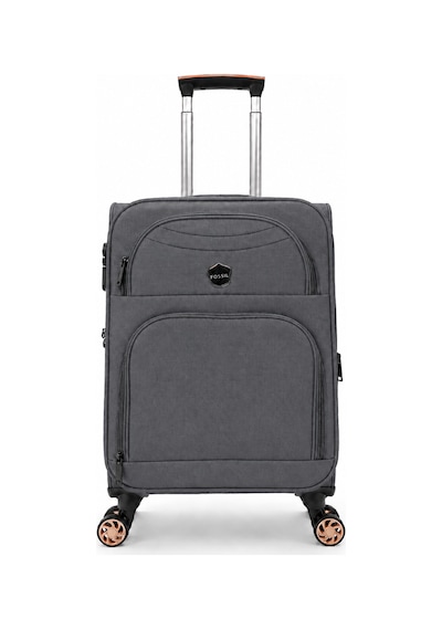 Fossil Unisex Kumaş Kabin Boy Ultra Hafif Şifreli Körüklü Kendi Etrafında Dönebilen Valiz 010-03 Gri