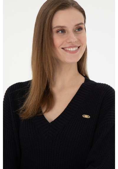 U.S. Polo Assn. Kadın Lacivert V Yaka Kazak 50297120-VR033