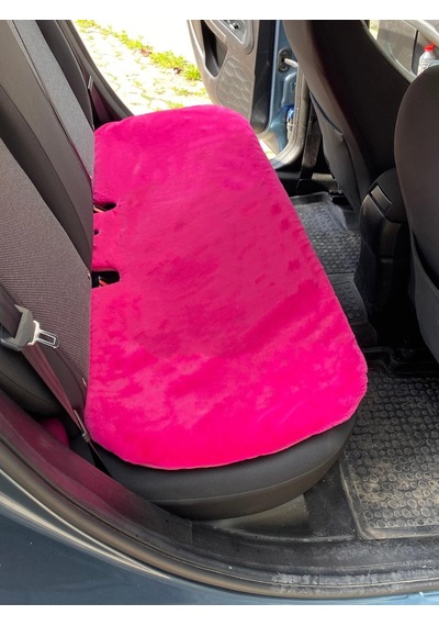 Yumuşak Tüylü Peluş Serme Oto Koltuk Koruyucu Minder Arka Fuşya Pembe
