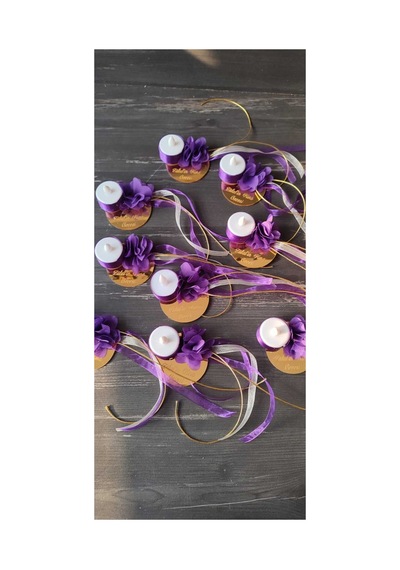 Pleksi Kına El Mumu Tealight Ledli Kına El Mumu Mor Gold 10 Adet Diğer