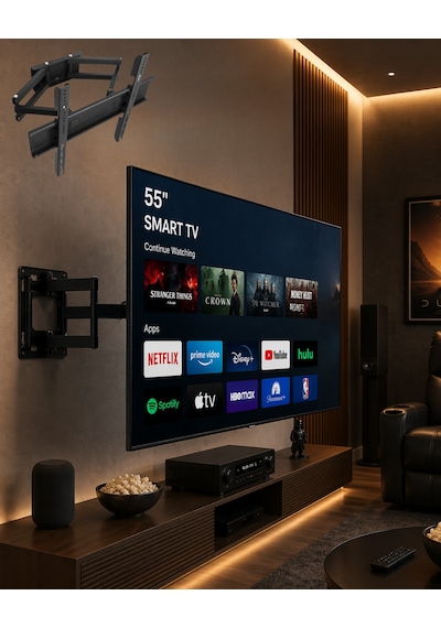 32 55 İnç Televizyon Askı Aparatı Duvara Monte Hareketli Tv Tutucu