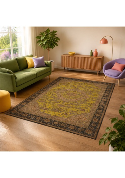 Kartela Halı Novi Halı Jüt Taban Dokuma Halı Hardal Sarısı - 80 X 120 Cm