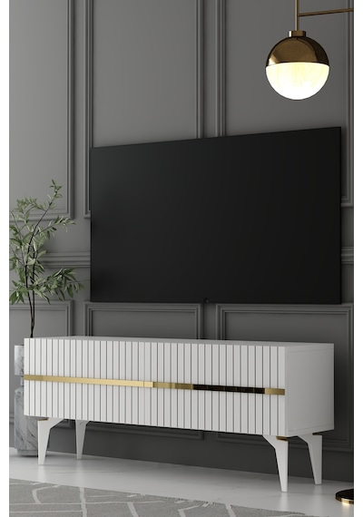 120dhdts5ba Tedy Lazer Pleksi Desenli Tv Sehpası Beyaz-altın