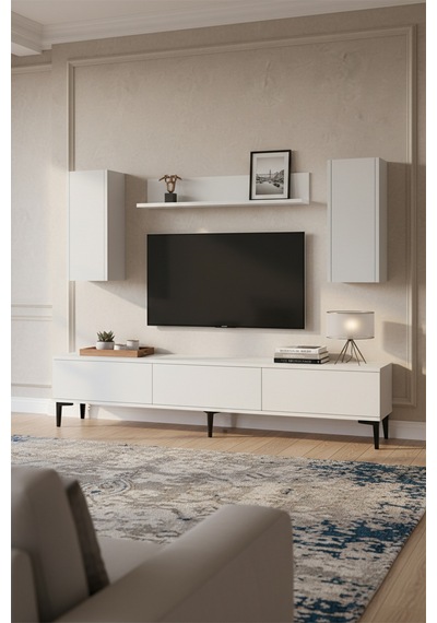 Tvr1899b - Aplos Tvr180 Tv Ünitesi Takım , Tv Sehpası Beyaz 180cm
