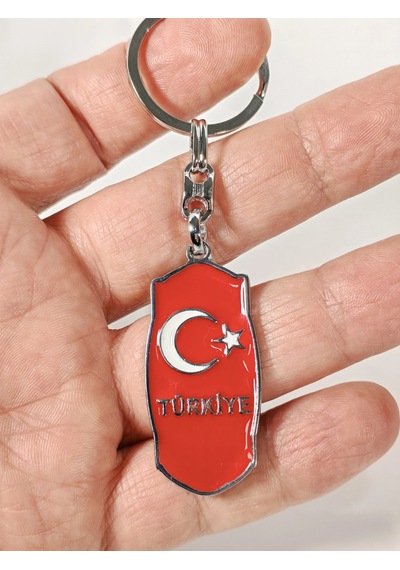 Kırmızı Ay Yıldız Ve Türkiye Yazılı Metal Anahtarlık Milli Sembollerin Şık Yorumu Çok Renkli