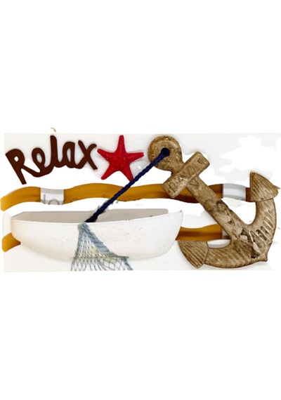 Ahşap Kabartmalı 3D Gemici Çapa Tablo Relax Duvar  Süs