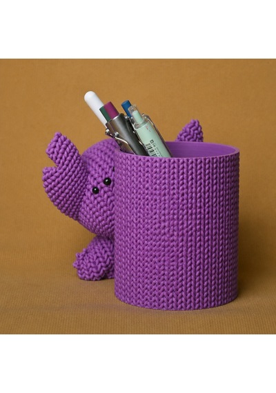3d Baskı Knitted Kalemlik - Sevimli Karakterli Masaüstü Kalem Organizeri-mor Diğer