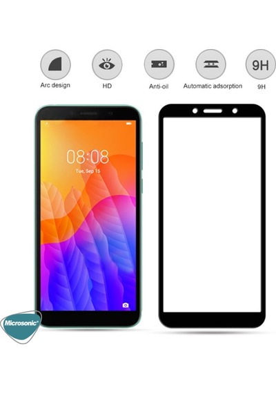 Microsonic Huawei Honor 9S Tam Kaplayan Cam Ekran Koruyucu Siyah