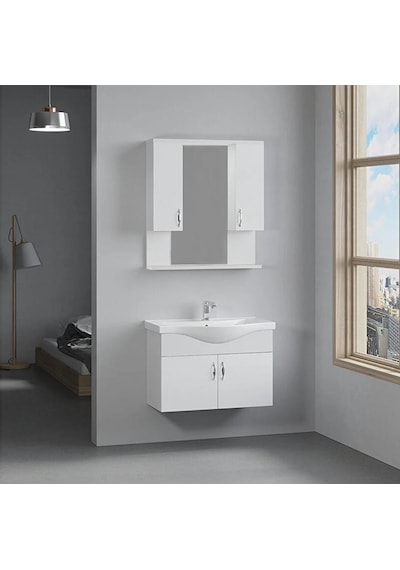 Denko Akyazı 80 Cm Mdf Beyaz Banyo Dolabı Takımı Çok Renkli Denko Akyazı 80 Cm Mdf Beyaz Banyo Dolabı Takımı Çok Renkli