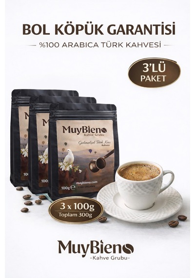Türk Kahvesi 3x100g %100 Arabica Bol Köpüklü Yoğun Aromalı Taze Öğütülmüş