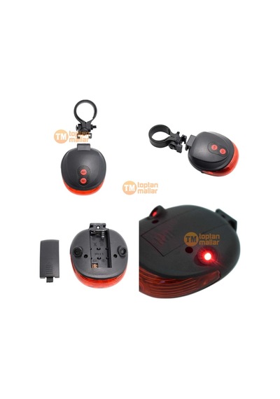 Skyhawk Güvenlik Şeritli Bisiklet Lazer Led Stop Lambası 7 Fonksiyonlu Siyah