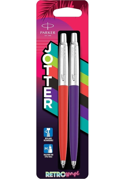 Jotter Originals Tükenmez Kalemler Retrowave Koleksiyonu Vermilion Kırmızı Ve İndigo Moru Mavi Mürekkep Or Genel
