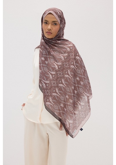 Mirsoy Scarf Rüya Pamuk Etnik Desen Şal Açık Vizon